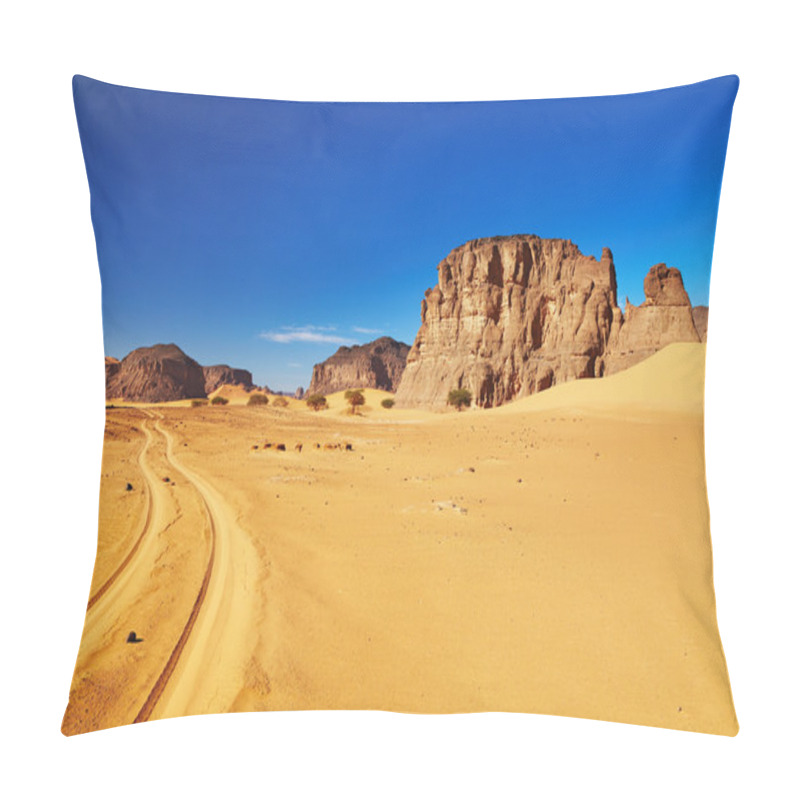 Personality  Desert Landscape With Rocks And Blue Sky, Tadrart, Algeria Pillow Covers