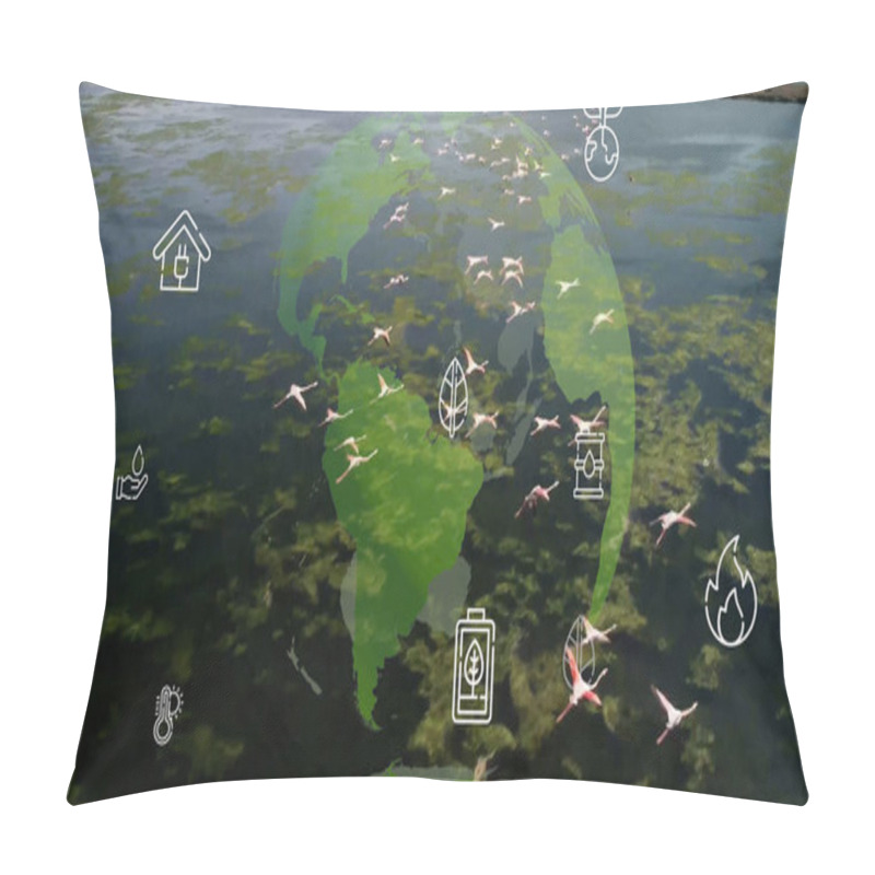 Personality  Sustainable Society Concept. Environmental Technology. Sustainable Development Goals. SDGs. Pillow Covers