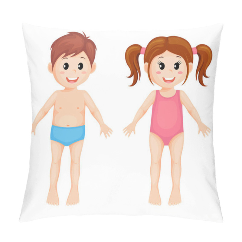 Personality  Parts Of Body. Cute Cartoon Boy And Girl Pillow Covers