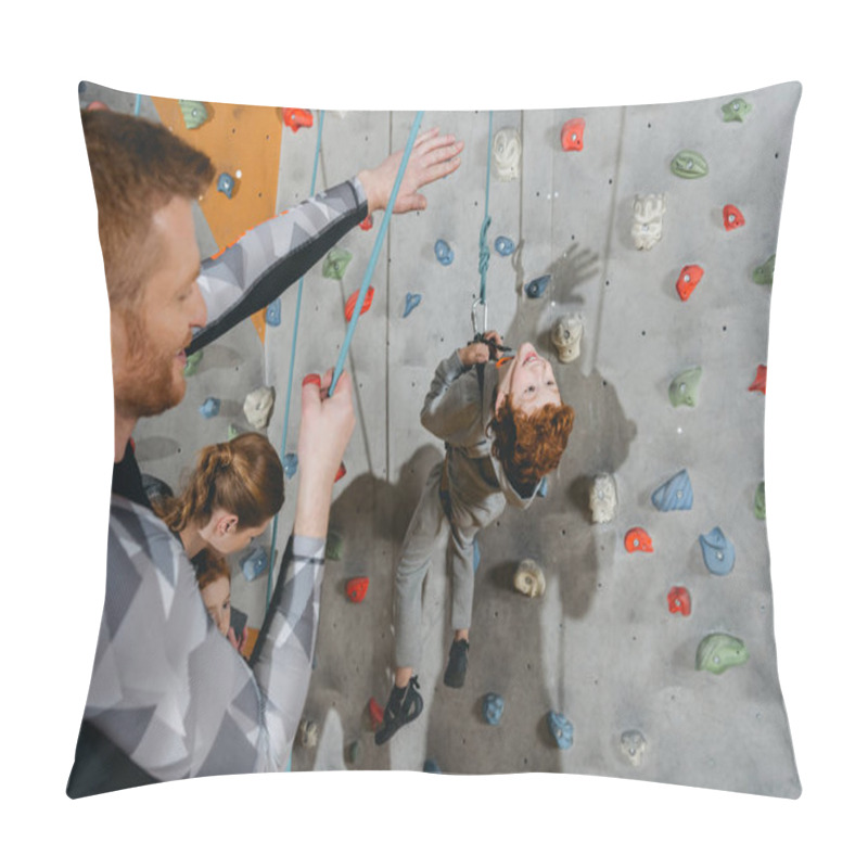 Personality  Little Boy Climbing Wall With Grips Pillow Covers