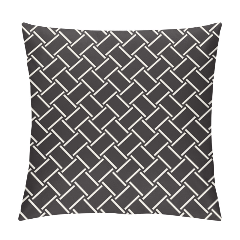 Personality  Crosshatch Vector Seamless Geometric Pattern. Crossed Graphic Rectangles Background. Checkered Motif. Seamless Black And White Texture Of Crosshatched Lines. Trellis Simple Fabric Print. Pillow Covers