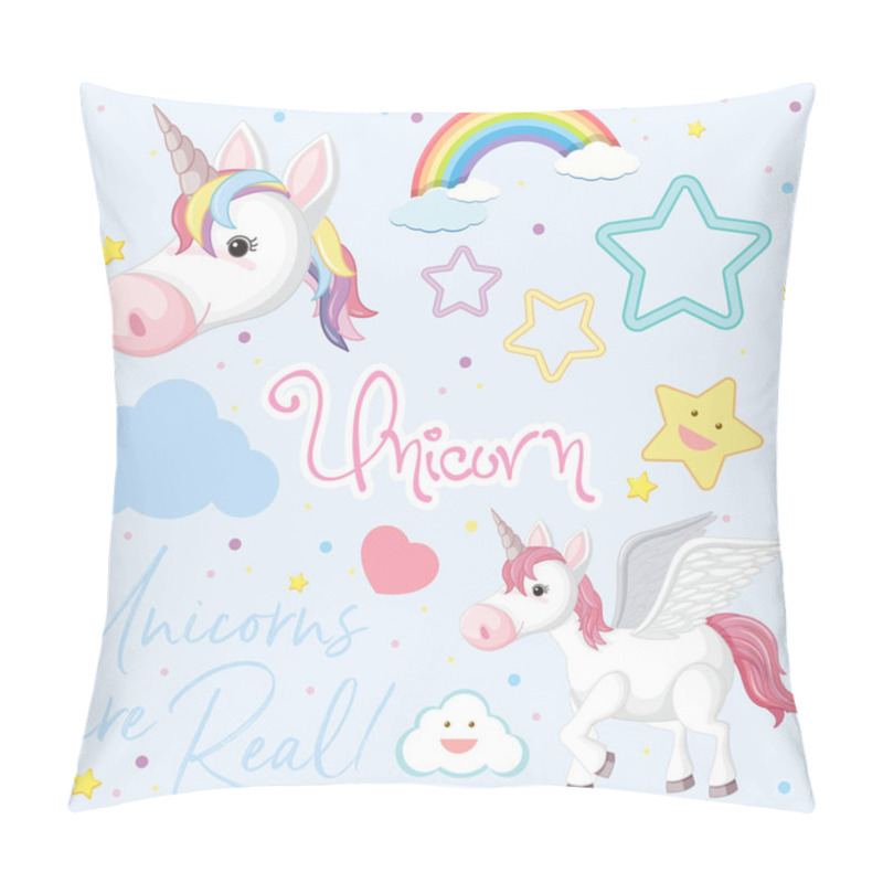 Personality  Background Design With Cute Unicorn And Stars Pillow Covers