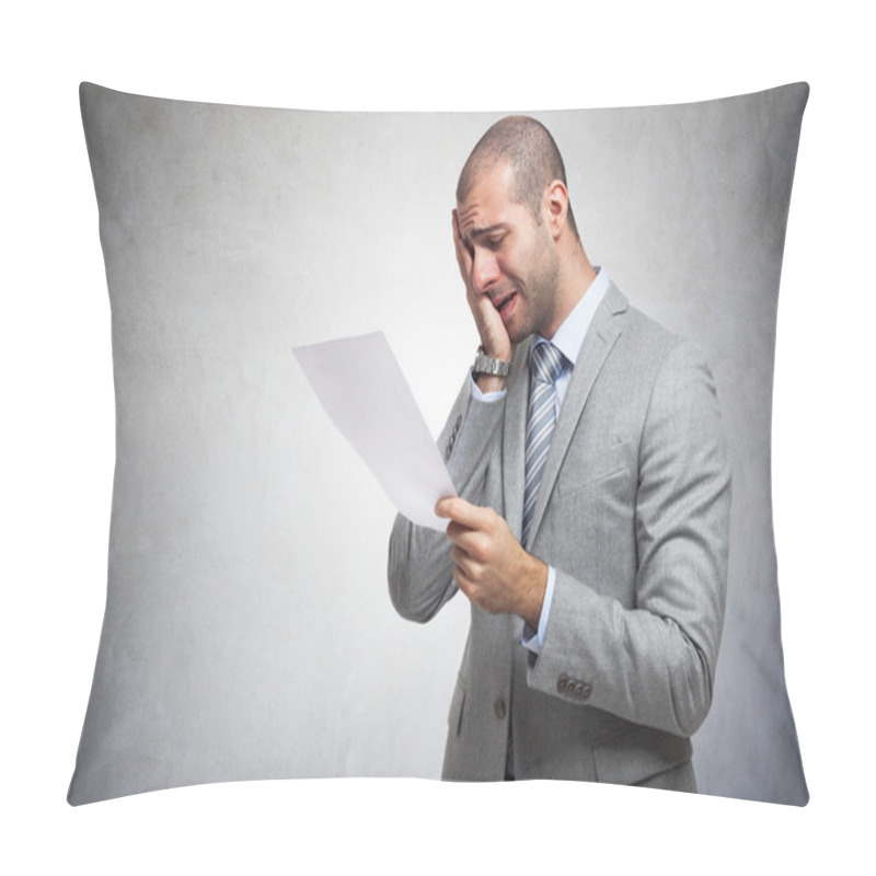 Personality  Depressed Man Reading Document Pillow Covers