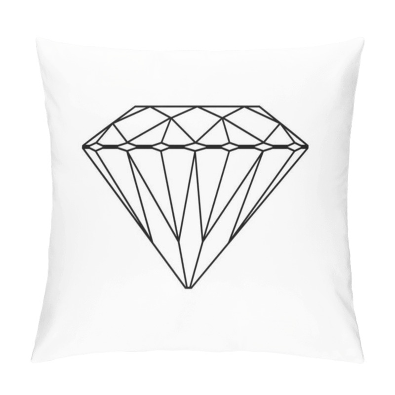 Personality  Diamond Outline Icon. Gemstone Vector Illustration. Black And White Sign. Pillow Covers