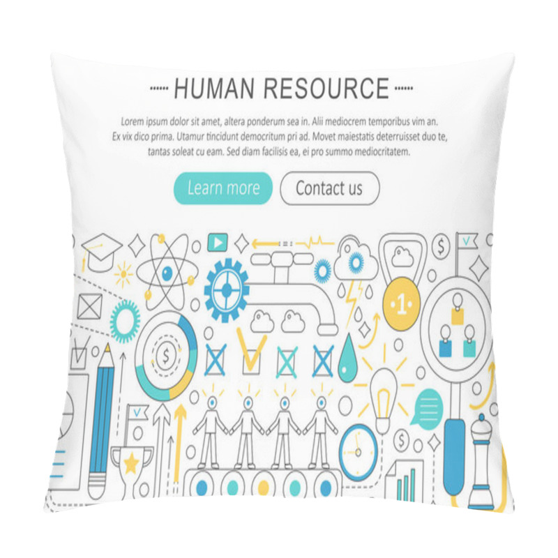 Personality  Vector Modern Line Flat Design Human Resource Concept. Human Resource Icons Website Header, App Design Poster Banner. Pillow Covers