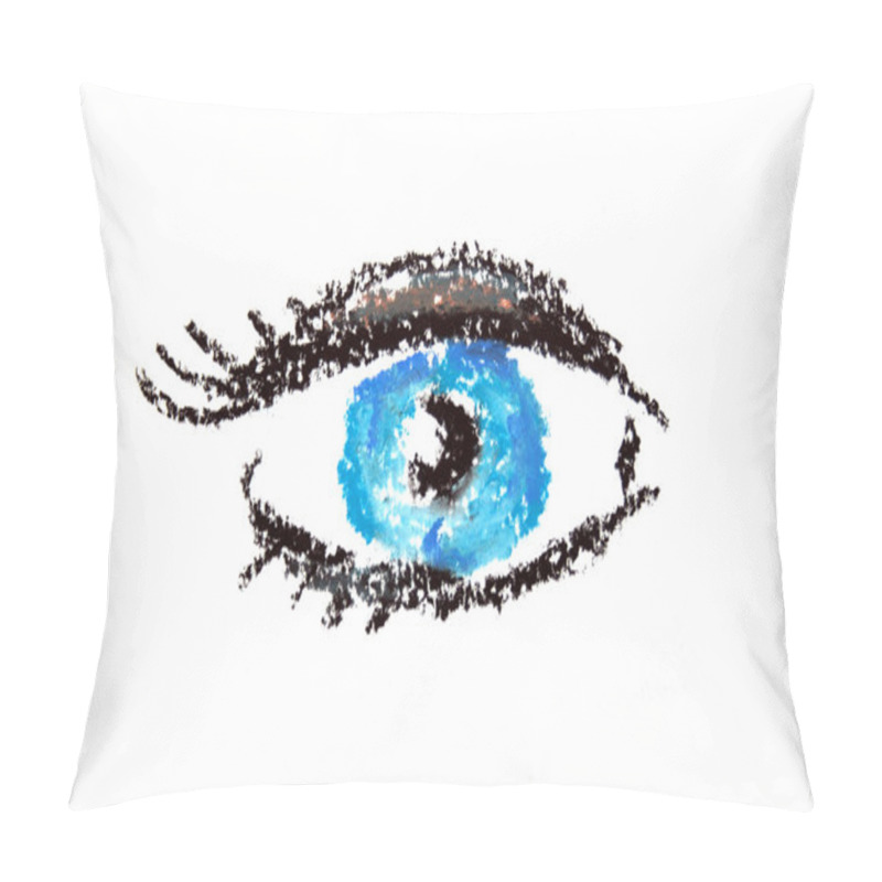 Personality  Blue Eye Hand Drawing Isolated Over White Background Pillow Covers