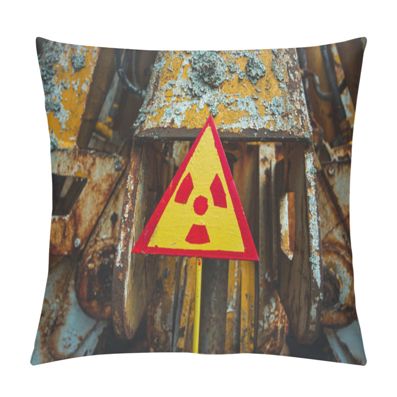 Personality  Radiation Sign - Triangular Warning Yellow Sign Of Radiation Hazard In The Zone Of Radioactive Fallout In Pripyat City. Chernobyl Exclusion Zone Pillow Covers