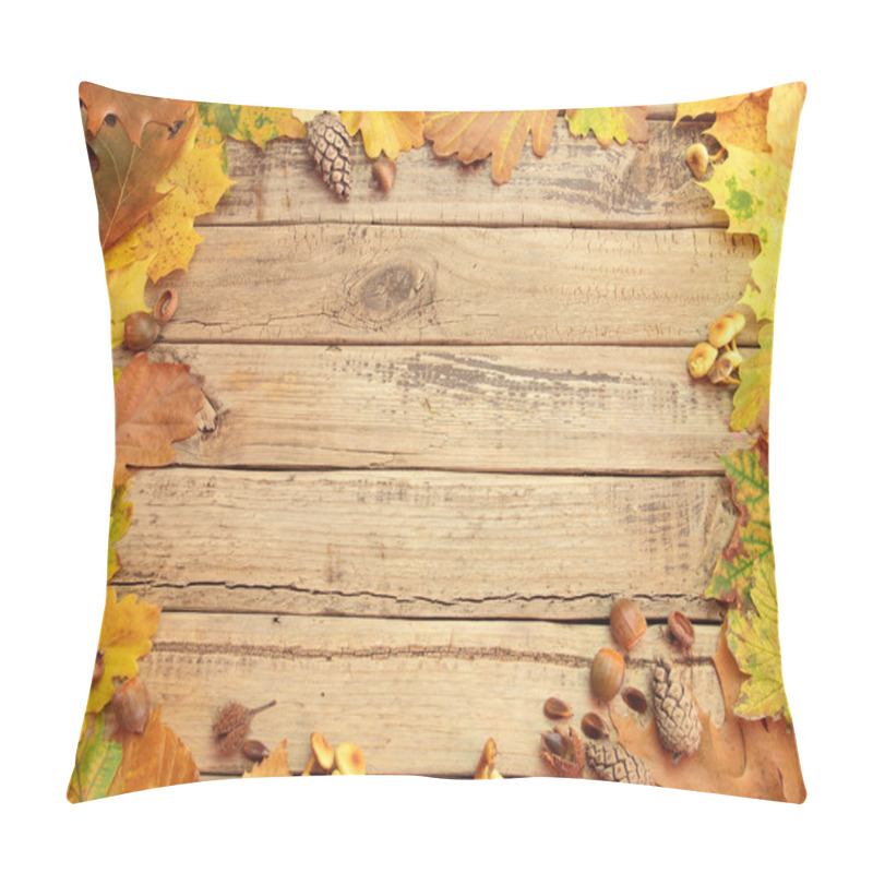 Personality  Autumn Background With Wooden Boards Pillow Covers