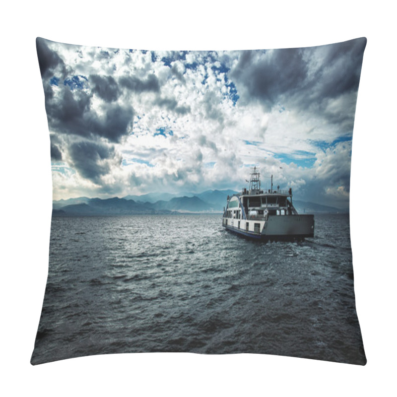 Personality  Ferryboat And The Sea In Cloudy Day Pillow Covers