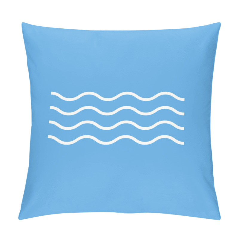 Personality  Linear Vector Isolated Waves On Blue Background. Curved Vector Lines. Vector Sigzag. Logotype Sea Or Ocean. Pillow Covers