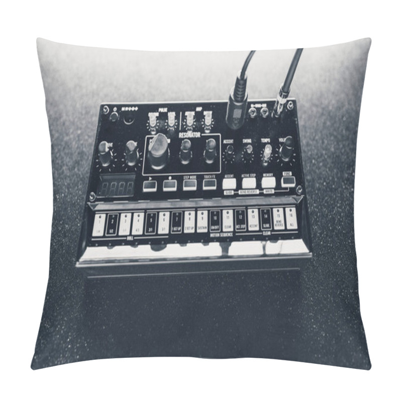 Personality  Black Analog Synthesizer, Close-up View Pillow Covers