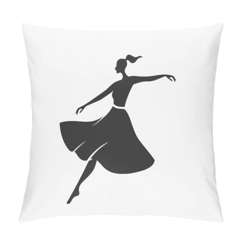 Personality  Silhouette Of A Graceful Woman Dancing In A Flowing Dress, Capturing Elegance And Freedom In Motion. Pillow Covers