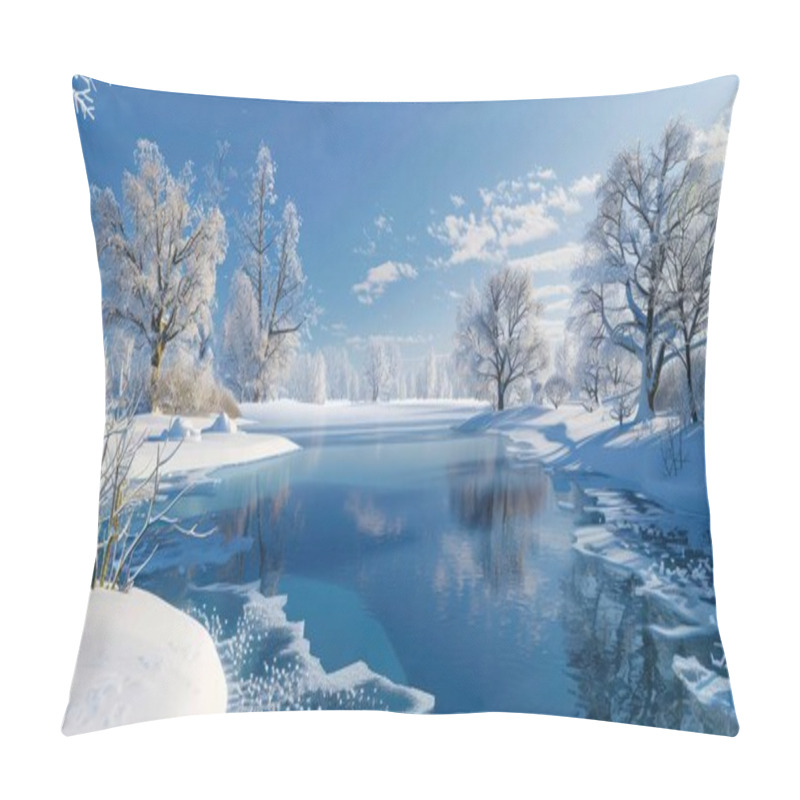 Personality  Frozen Beauty Winter Landscape Dreams For Your Background Bussines, Poster, Wallpaper, Banner, Greeting Cards, And Advertising For Business Entities Or Brands. Pillow Covers