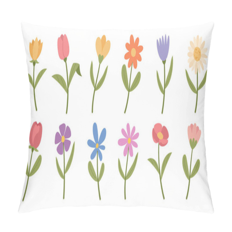 Personality  Set Of Spring Flowers, On A White Background Pillow Covers