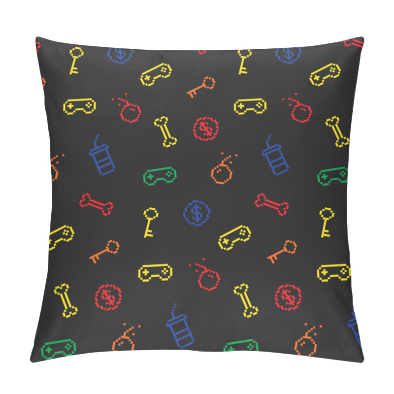 Personality  Seamless Oldschool Gaming Inspired Pattern, Game Icons, Achievem Pillow Covers