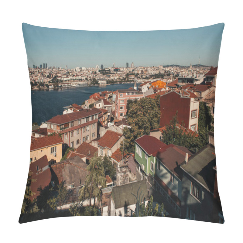 Personality  Aerial View Of Old Houses And Bosphorus Strait  Pillow Covers