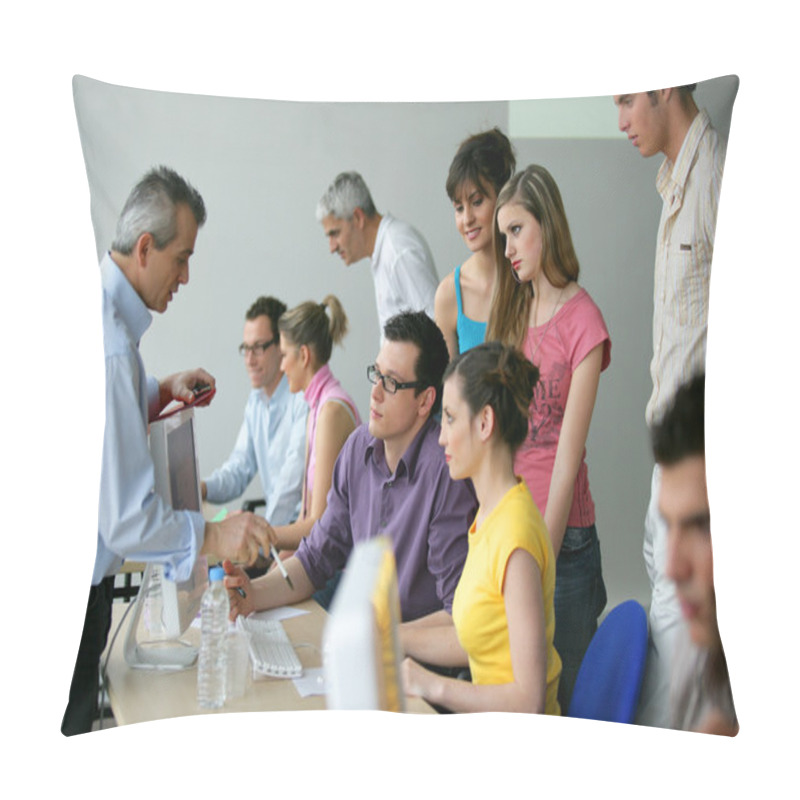 Personality  Businesspeople On An Education Training Pillow Covers