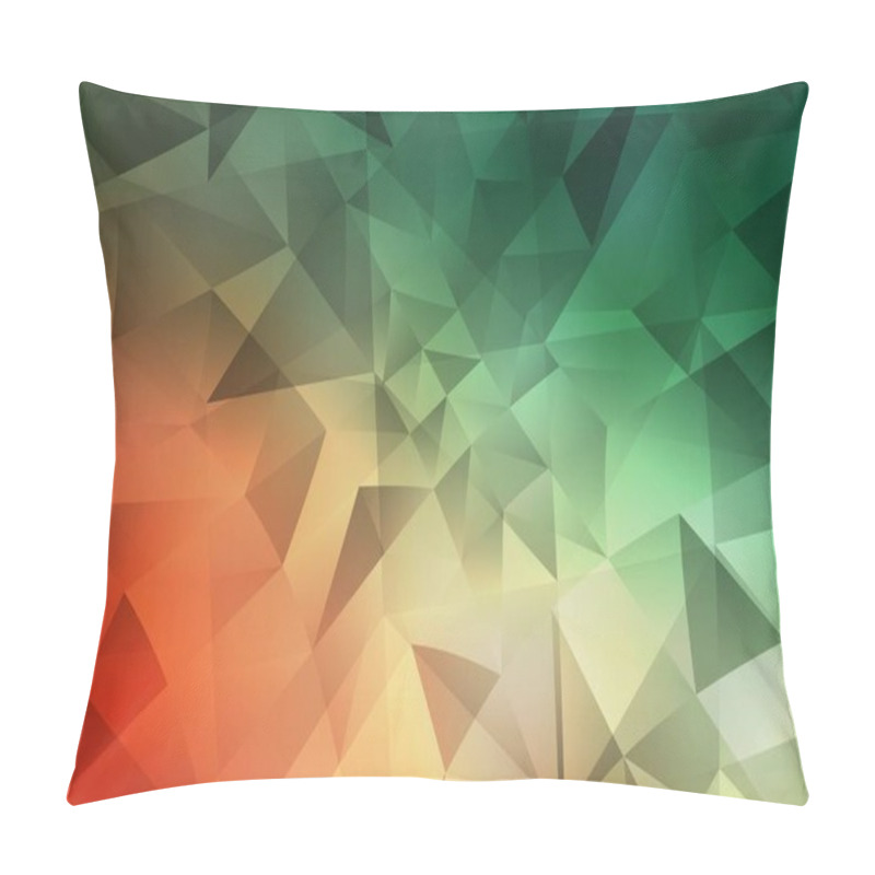 Personality  Light Green, Red Vector Polygon Abstract Backdrop. Triangular Geometric Sample With Gradient.  Brand New Design For Your Business. Pillow Covers