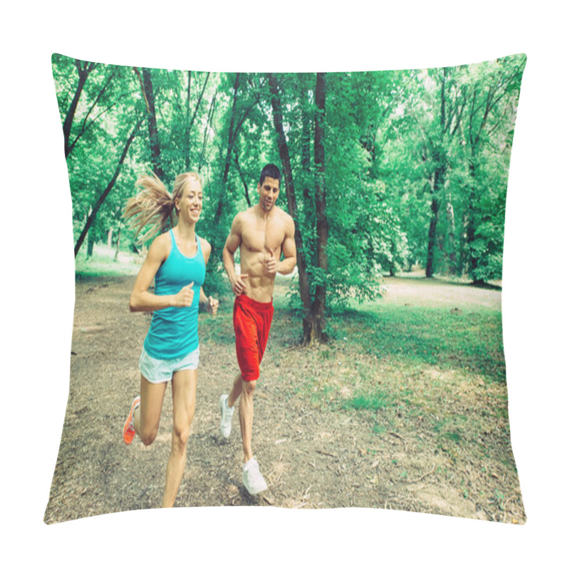 Personality  Young Jogging Couple Pillow Covers