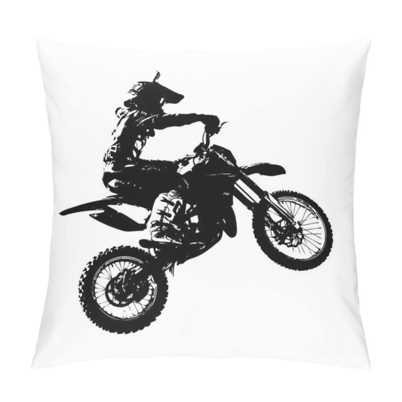 Personality  Rider Participates Motocross Championship.  Vector Illustration. Pillow Covers