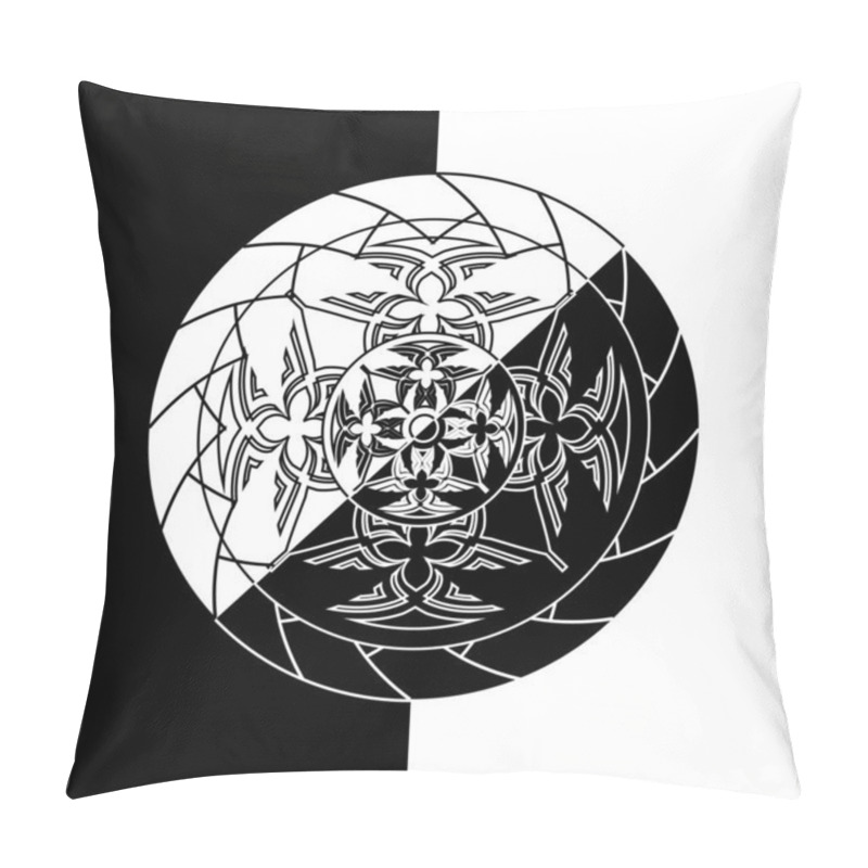 Personality  Black And White Inverse Abstract Monochrome Circle In Tribal Style Pillow Covers