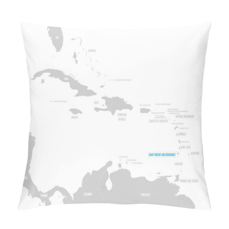 Personality  Saint Vincent And Grenadines Blue Marked In The Map Of Caribbean. Vector Illustration Pillow Covers