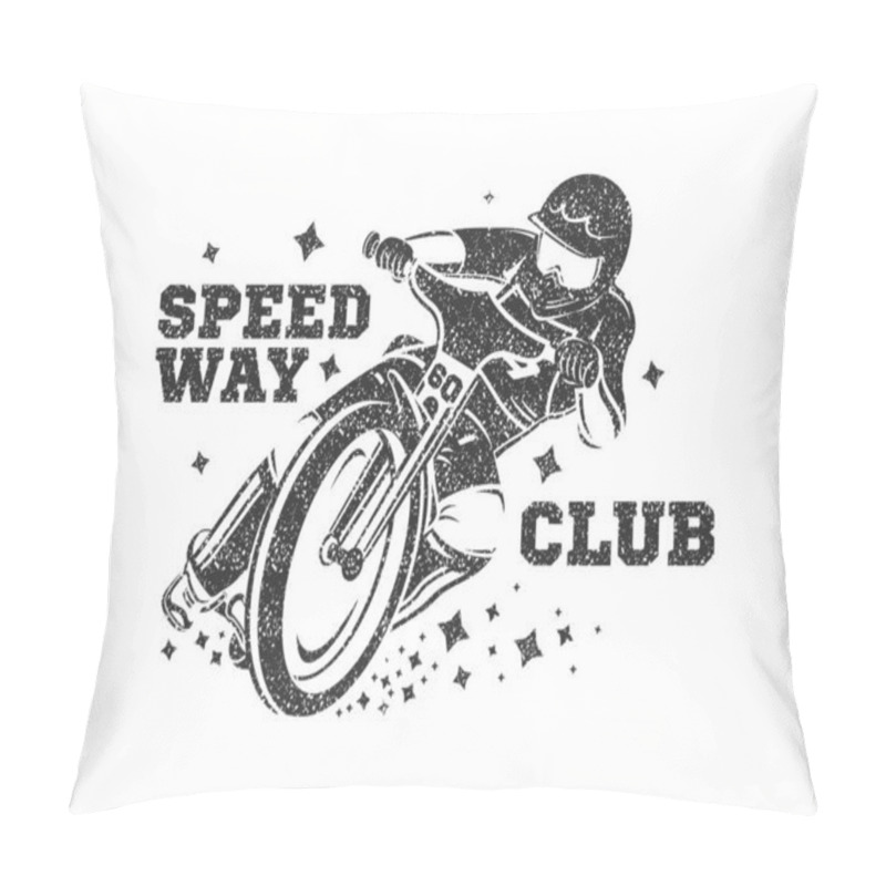 Personality  Motocross Vector Illustration. Speedway Club Logo. Moto Sport. Biker On A Motorcycle. Pillow Covers