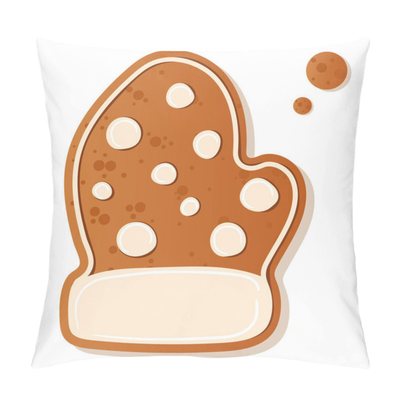 Personality  Illustration Of A Gingerbread Mitten Cookie Decorated With White Frosting Dots, Perfect For Holiday Themes And Christmas Baking. Gingerbread Cookie. New Year Christmas Pillow Covers