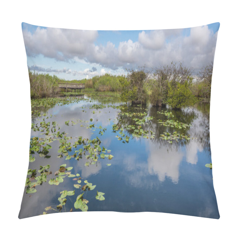 Personality  Lake And Boardwalk In The Everglades Pillow Covers