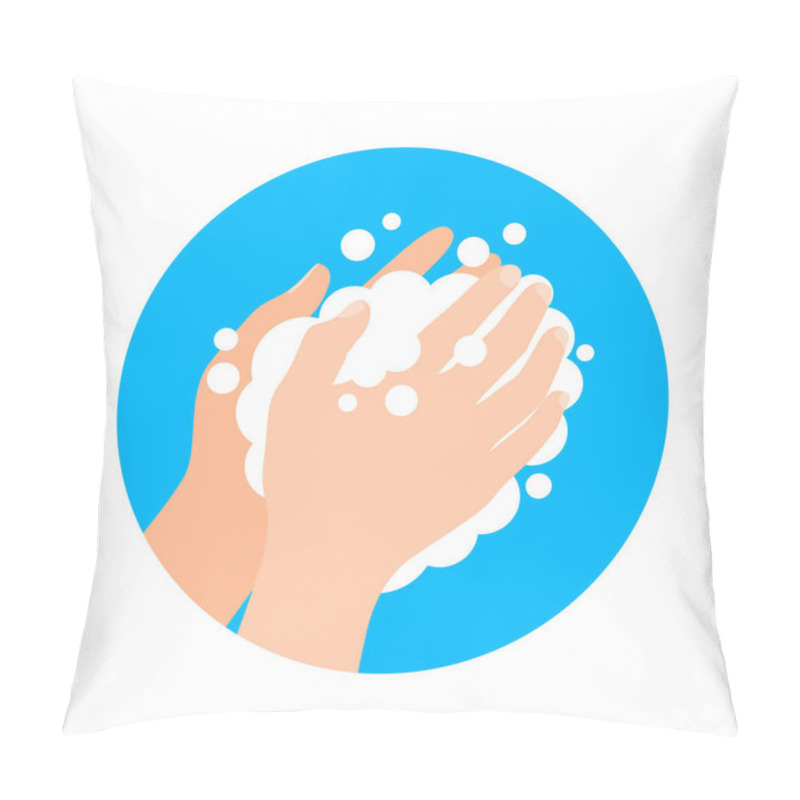 Personality  Washing Hands With Soap. Icon Design. Vector Illustration Isolated On White Background, Pillow Covers