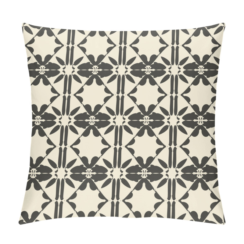 Personality  Geometric Ornament Seamless Pattern.  Monochrome Design Template Seamless Background. Round, Polygonal And Grunge Motif Endless Texture.  Pillow Covers