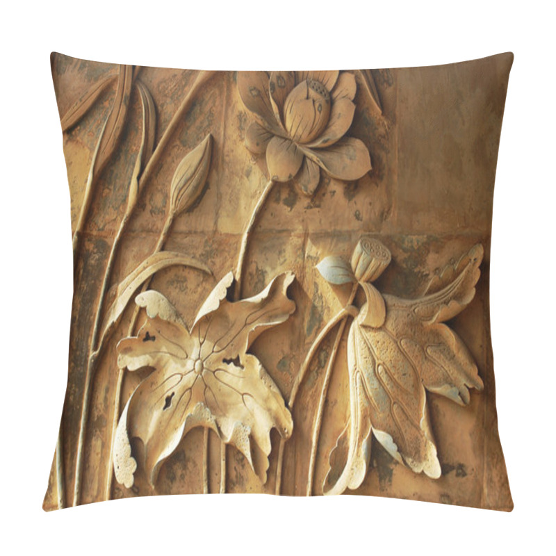 Personality  Ancient brick carving art of lotus flowers pillow covers