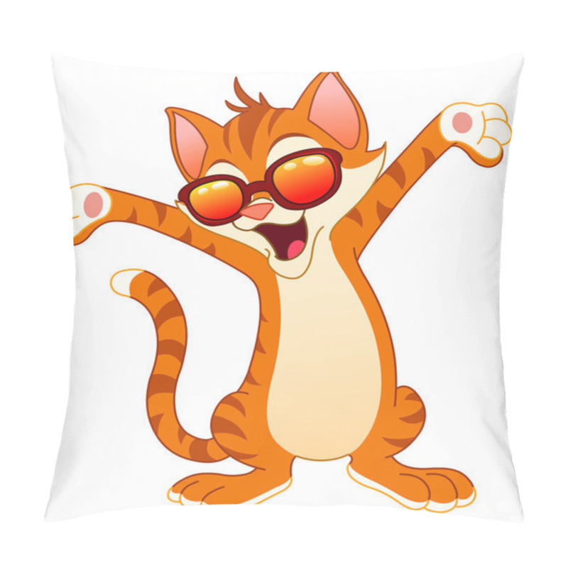 Personality  Happy Cat Wearing Sunglasses Pillow Covers