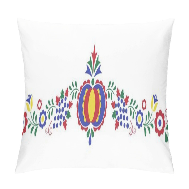 Personality  Traditional Folk Ornament, The Moravian Ornament From Region Slovacko, Floral Embroidery Symbol Isolated On White Background, Vector Illustration Pillow Covers