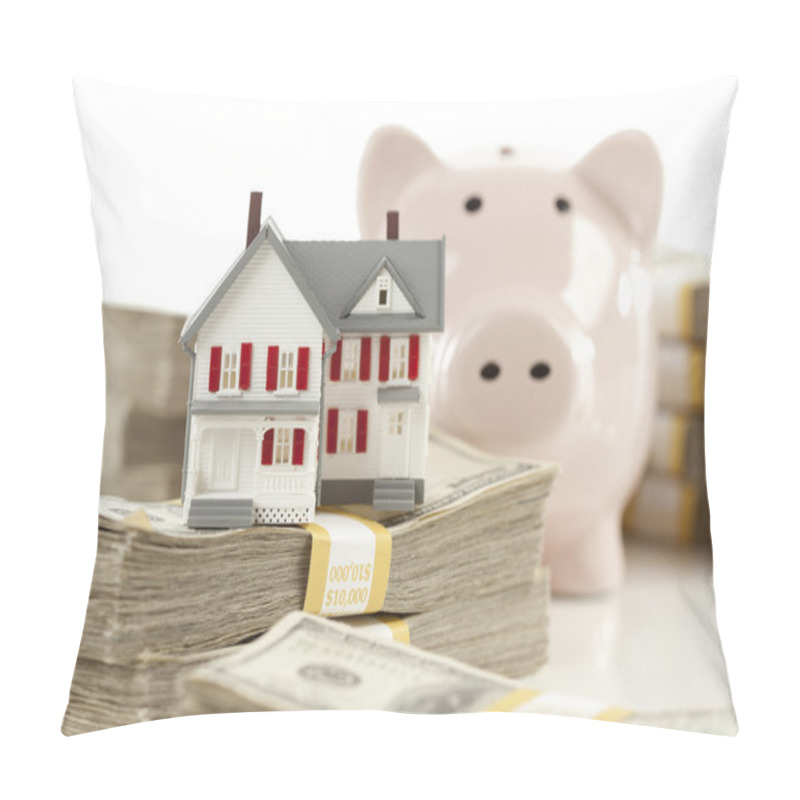 Personality  Small House And Piggy Bank With Stacks Money Pillow Covers