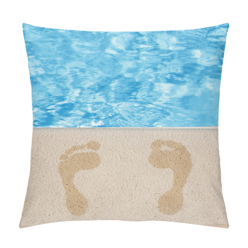 Personality  Wet Footprints By The Pool Pillow Covers