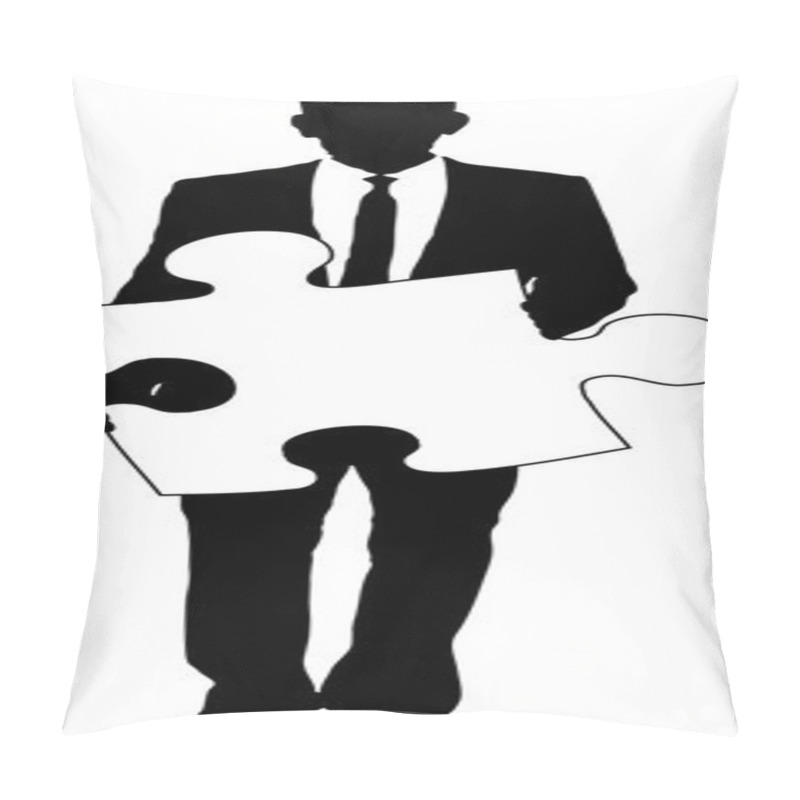 Personality  Businessman Holding Jigsaw Pillow Covers