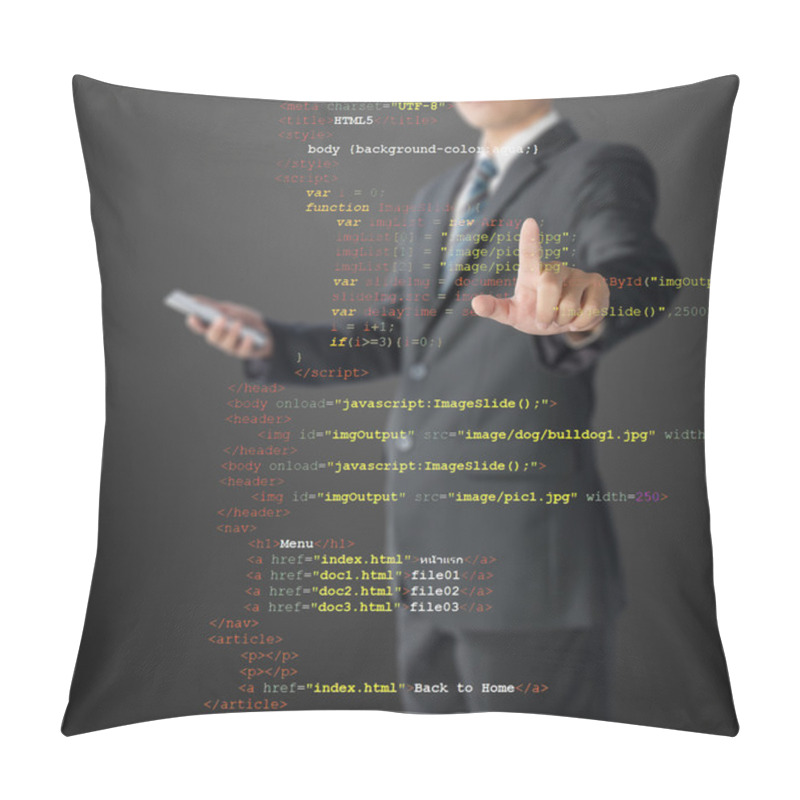 Personality  Programmer Writing HTML Code Pillow Covers