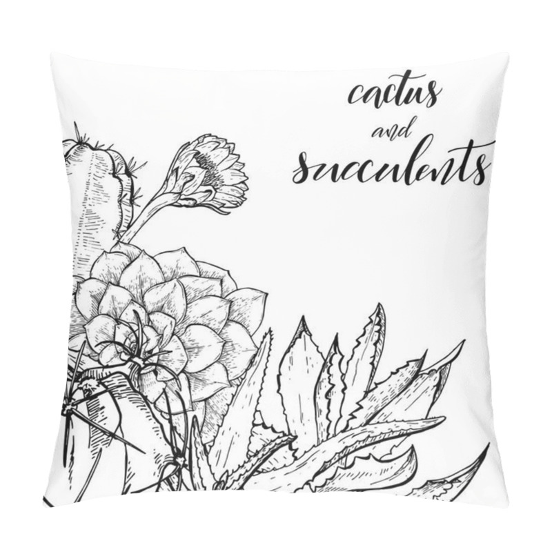 Personality  Sketch Linear Cactus Ans Succulents Pillow Covers