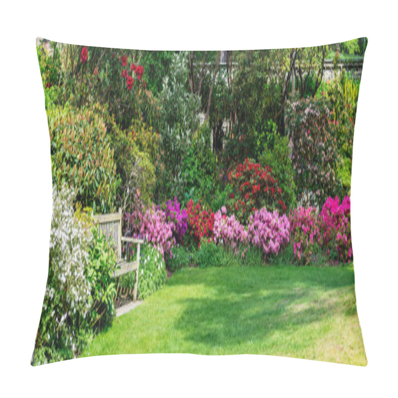 Personality  Beautiful Garden With Blooming Trees During Spring Time Pillow Covers