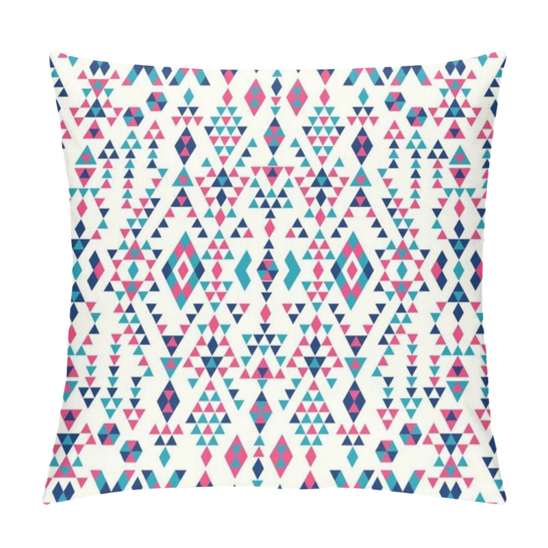 Personality  Seamless Ethnic Pattern Textures. Abstract Navajo Geometric Print.Rustic Decorative Ornament. Native American Pattern.Pink And Blue Colors Pillow Covers