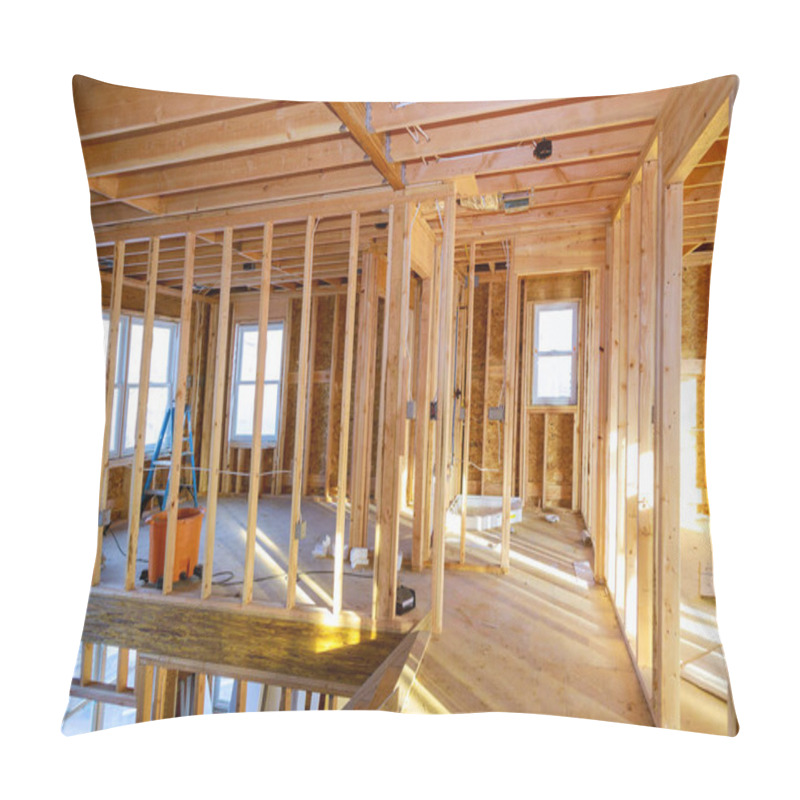 Personality  Under Construction Home Framing Interior View Of A House Pillow Covers