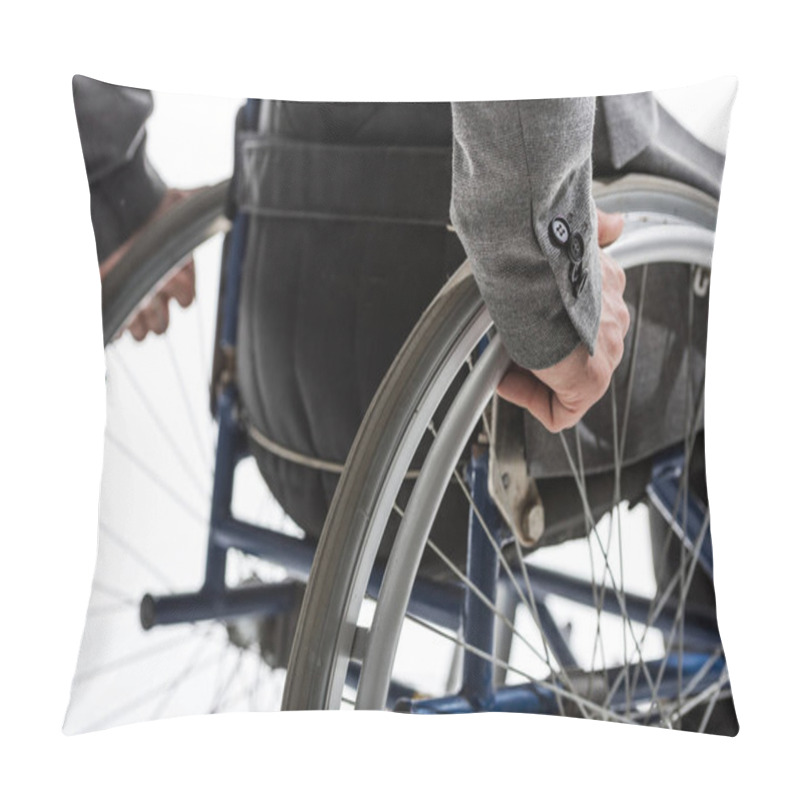 Personality  Physically Handicapped Man On Wheelchair Pillow Covers