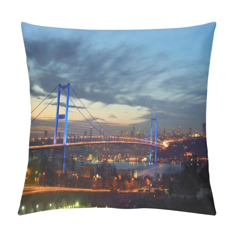 Personality  Night Golden Gate Bridge And The Lights Istanbul, Turkey Pillow Covers