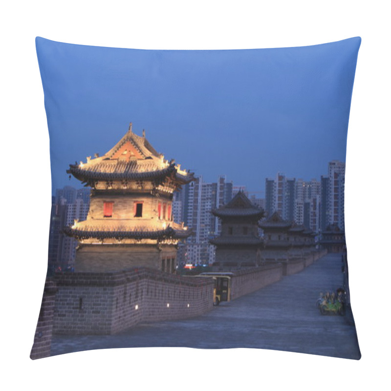 Personality  The City Wall Of Datong Illuminated At Night Pillow Covers