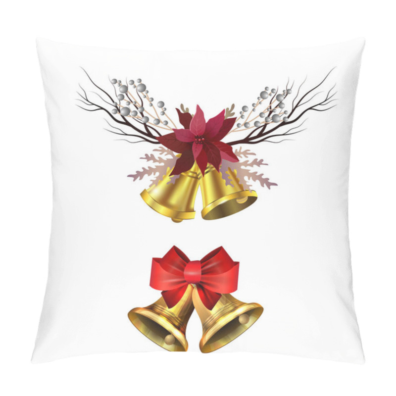 Personality  Christmas Decorations With Fir Tree Golden Jingle Bells Pillow Covers