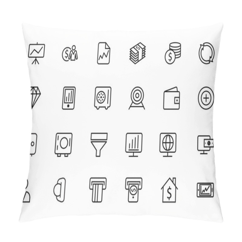 Personality  Finance Line Icons 3 Pillow Covers