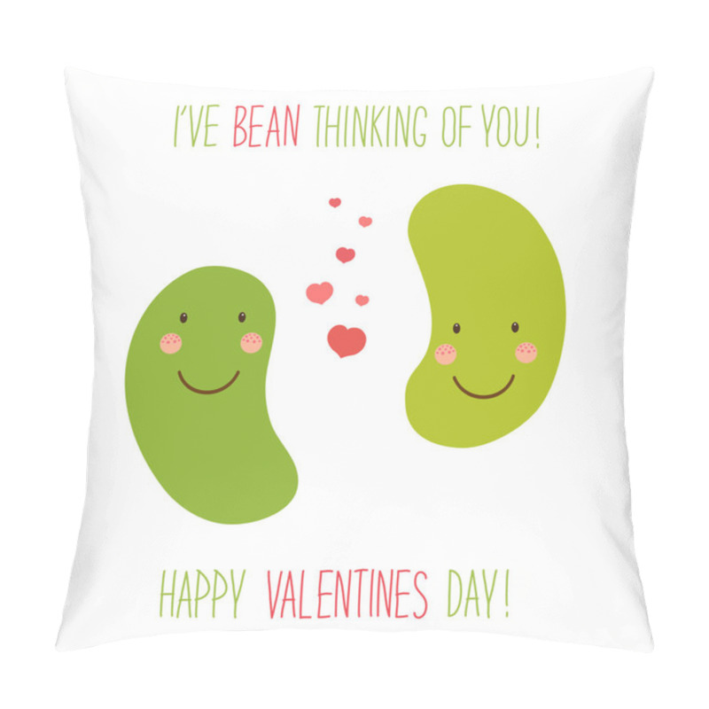 Personality  Valentines Day Card With Characters Of Beans Pillow Covers