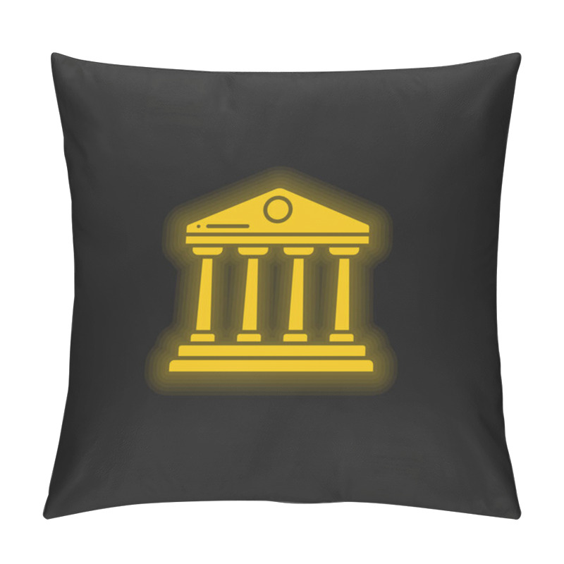 Personality  Bank Yellow Glowing Neon Icon Pillow Covers