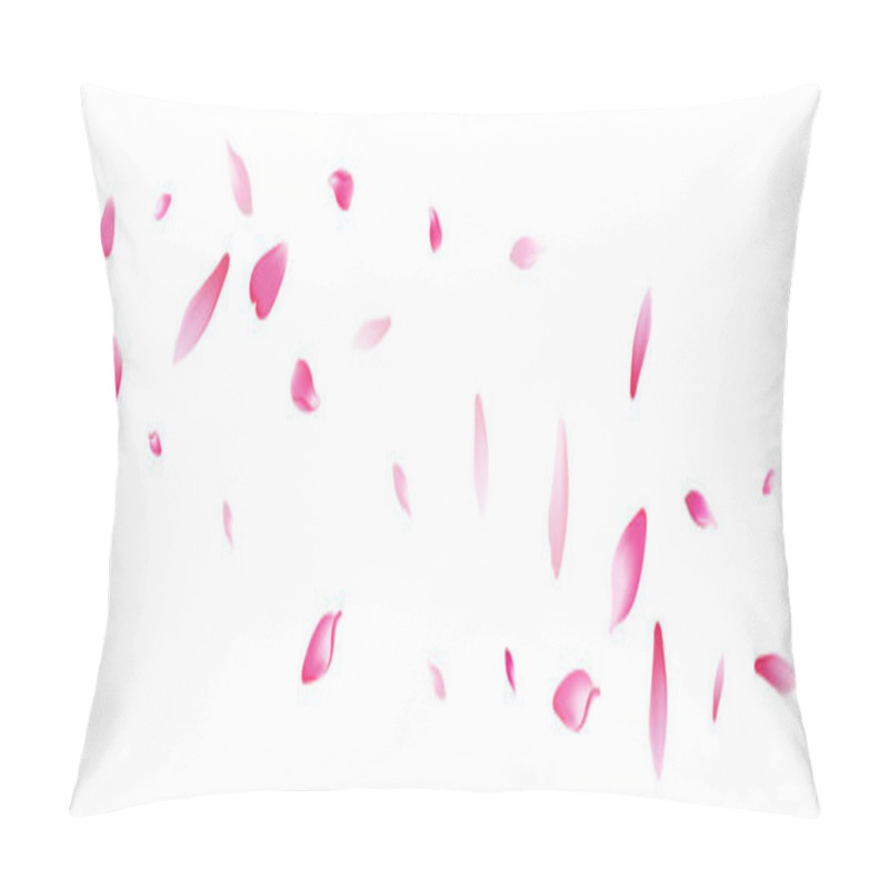 Personality  Pastel Rose Petal Vector White Background. Purple Floor Sakura Petal Pattern. Flower Petal Air Poster. Bright Apple Petal Frame. Pillow Covers